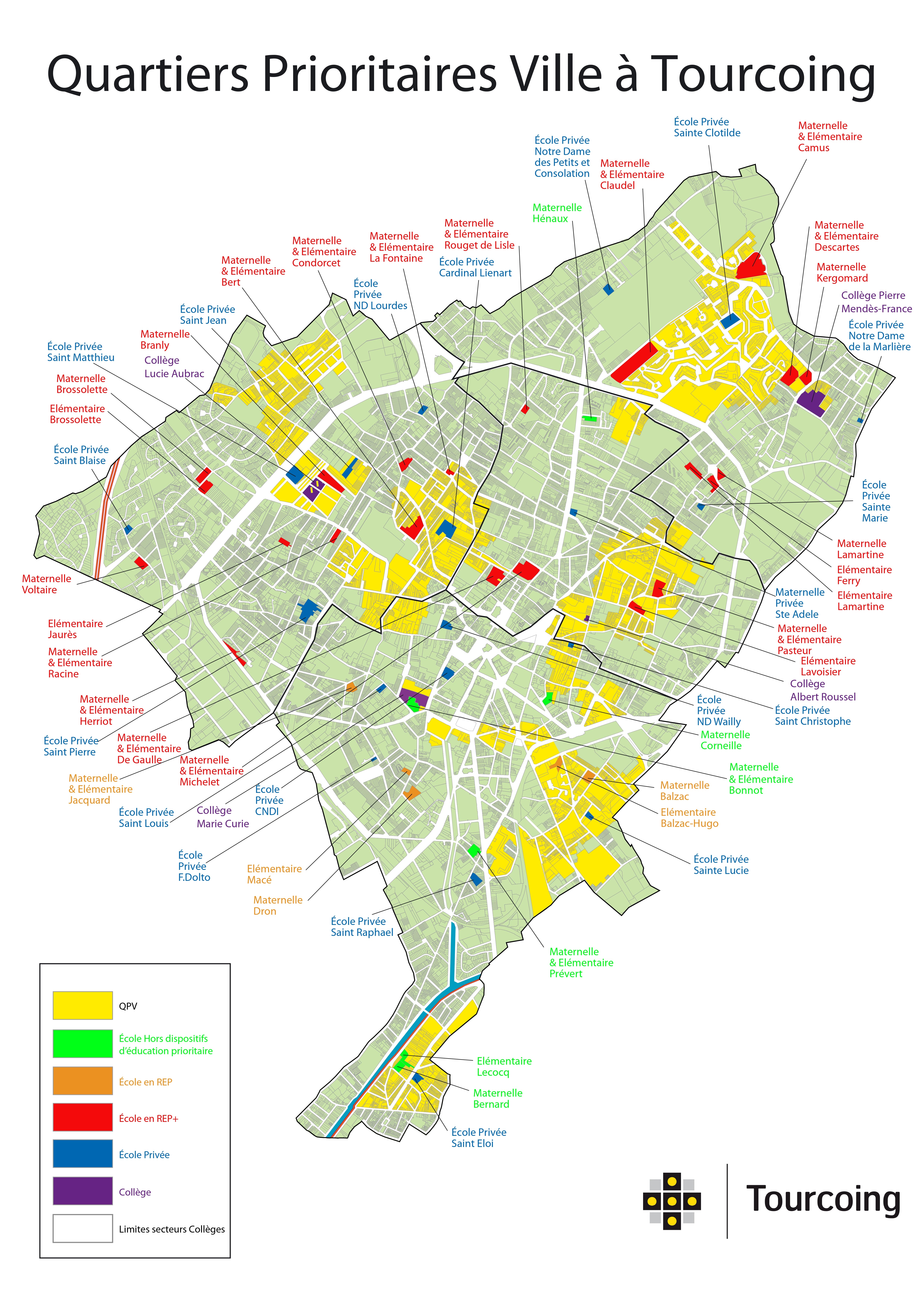 carte ville tourcoing QPV 2024