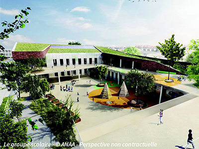 Ecole Charles de Gaulle   cour intérieure  maquette 