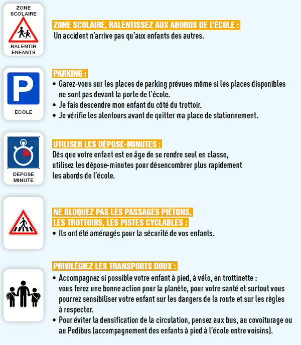 Aux abords des écoles, prudence pour la sécurité de vos enfants